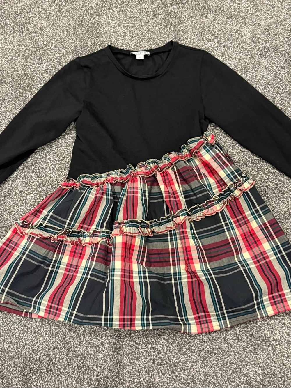 CrewCuts Asymmetrical Plaid Christmas Dress